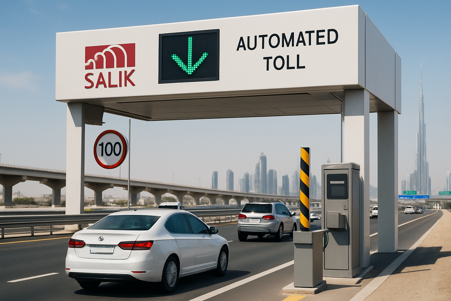 Automated toll booth on a Dubai highway
