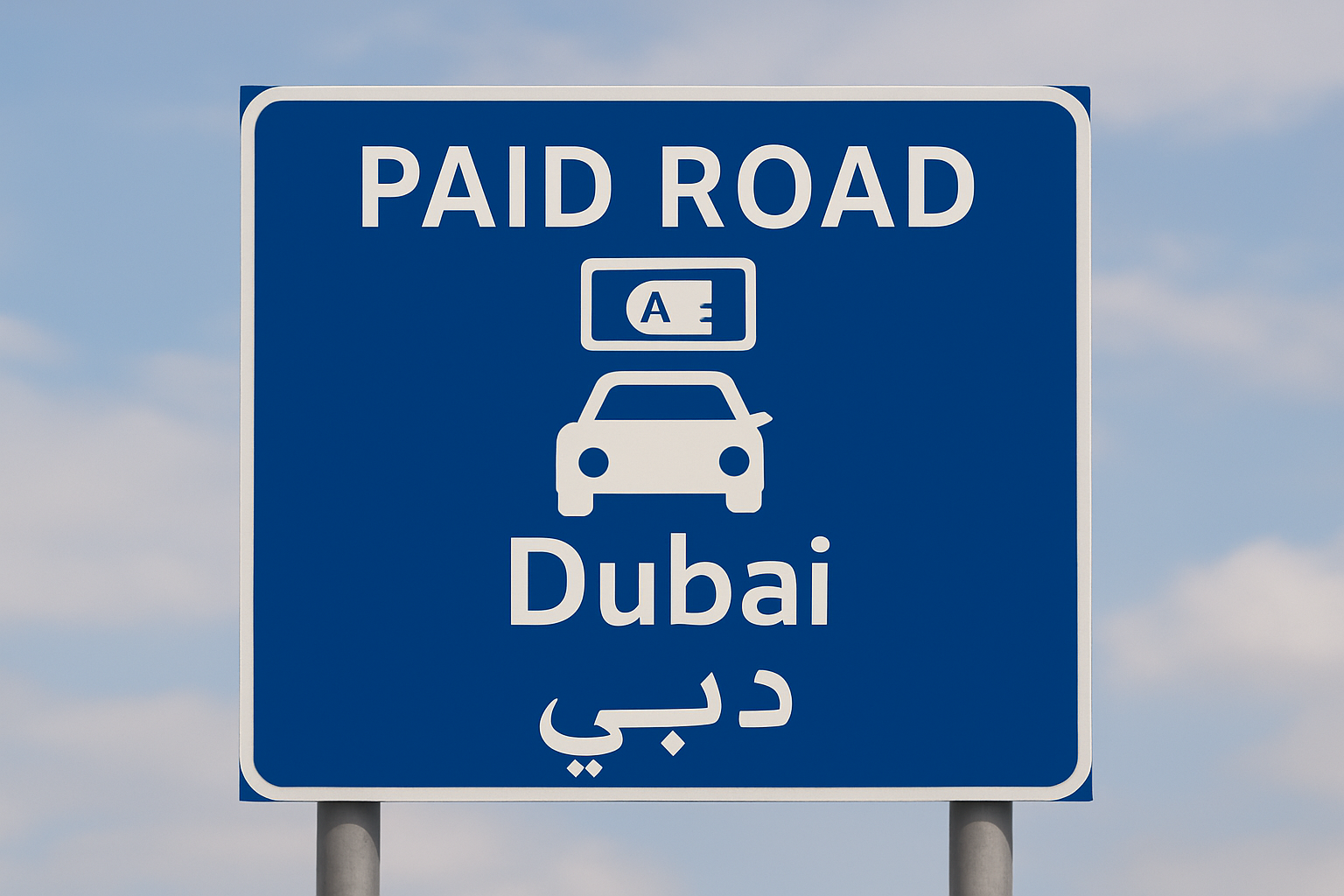 Modern road signage for Dubai’s paid roads