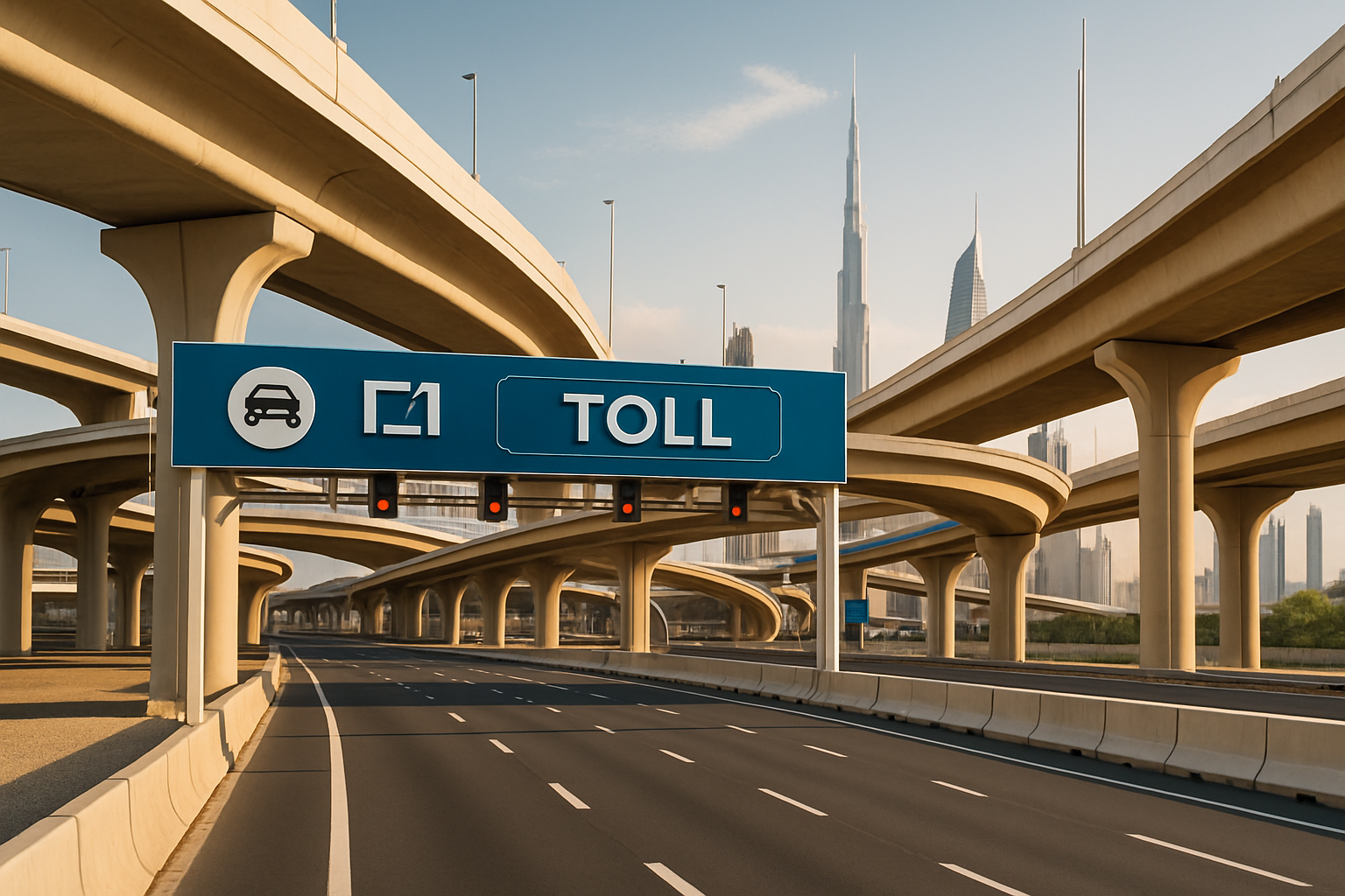 Modern toll road infrastructure in Dubai